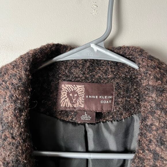 Anne Klein Sz Large Wool Blend Long Pea Coat Brown Women's - Picture 7 of 8